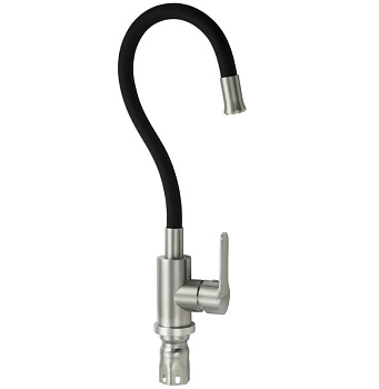 Смеситель MAGNUS кухня нерж. 9216, гибкий, черный, сталь 304